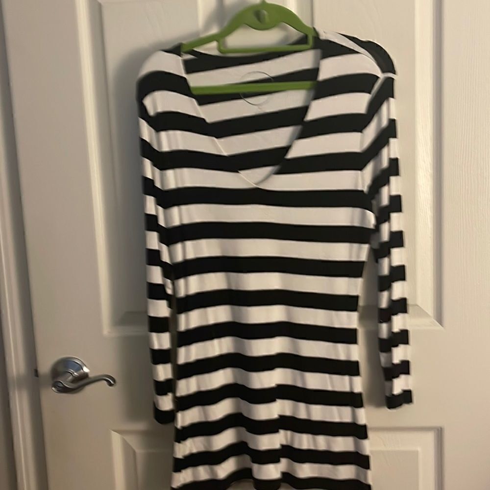 INC black-and-white striped long sleeve tunic size extra large